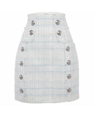 Women's Tweed Button Detail High- Skirt
