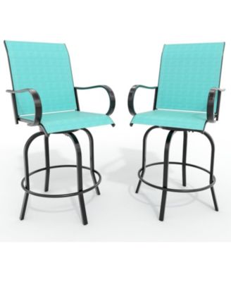 All-Weather Textilene Fabric Outdoor Swivel Bar Stools - Bar Height Chairs with High Back and Armrest, 360 Degrees Swivel for Patio and Deck