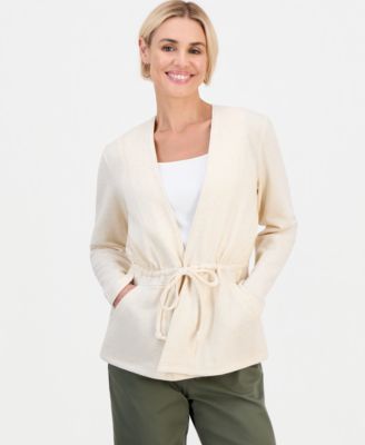 Petite LuxLounge Tied-Lapel Knit Jacket