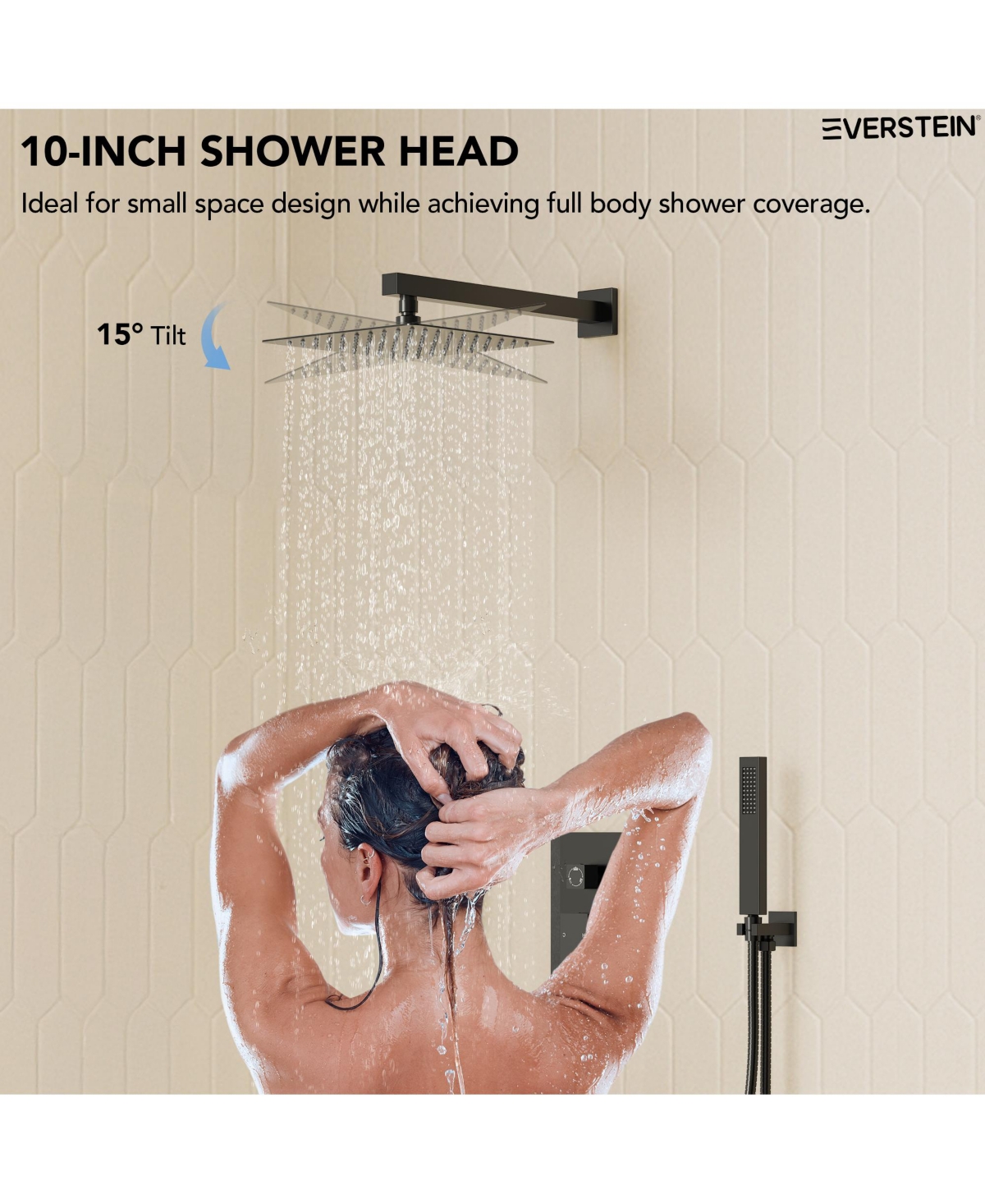 Wall Mounted 10" Shower System Bathtub Facuet Set High Pressure Rain Shower Head with Handheld Matte Black
