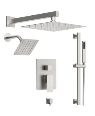 10" High-Pressure Rainfall Shower Faucet with Handheld Spray and Slide Bar Wall Mount Dual Shower Head System