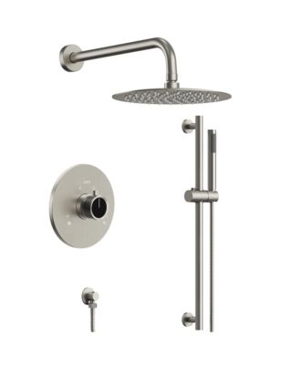 Wall Mount Pressure-Balanced Shower System,10" Rainfall Shower Head with Slider Bar Handheld Spray
