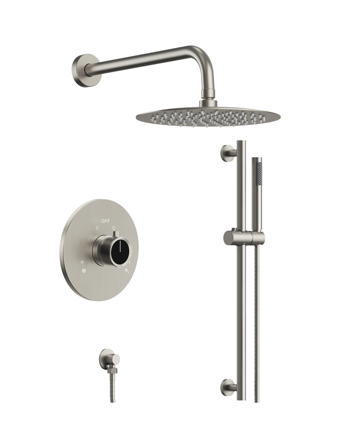 Everstrein Wall Mount Pressure-Balanced Shower System,10" Rainfall Shower Head with Slider Bar Handheld Spray