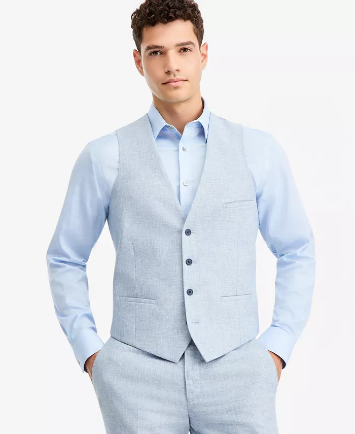 Men's Slim-Fit Linen-Blend Suit Separates Vest