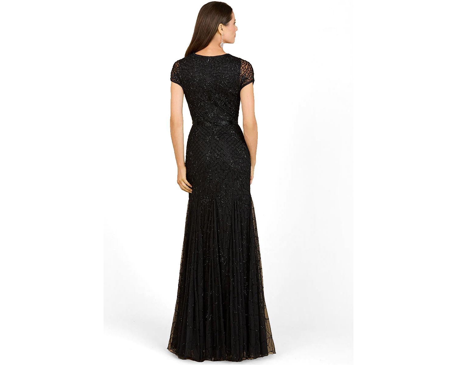 Women's Beaded Mermaid Cap Sleeve Gown