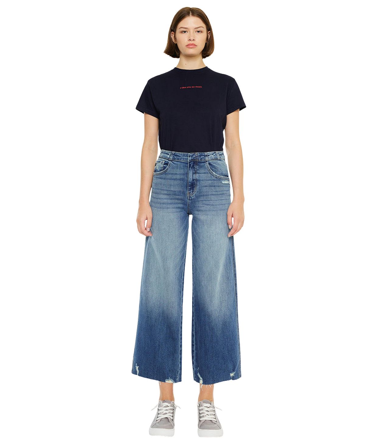 KanCan Women's Shelly High Rise Cropped Wide Leg Jeans view 4 — MAYCSS fashion products