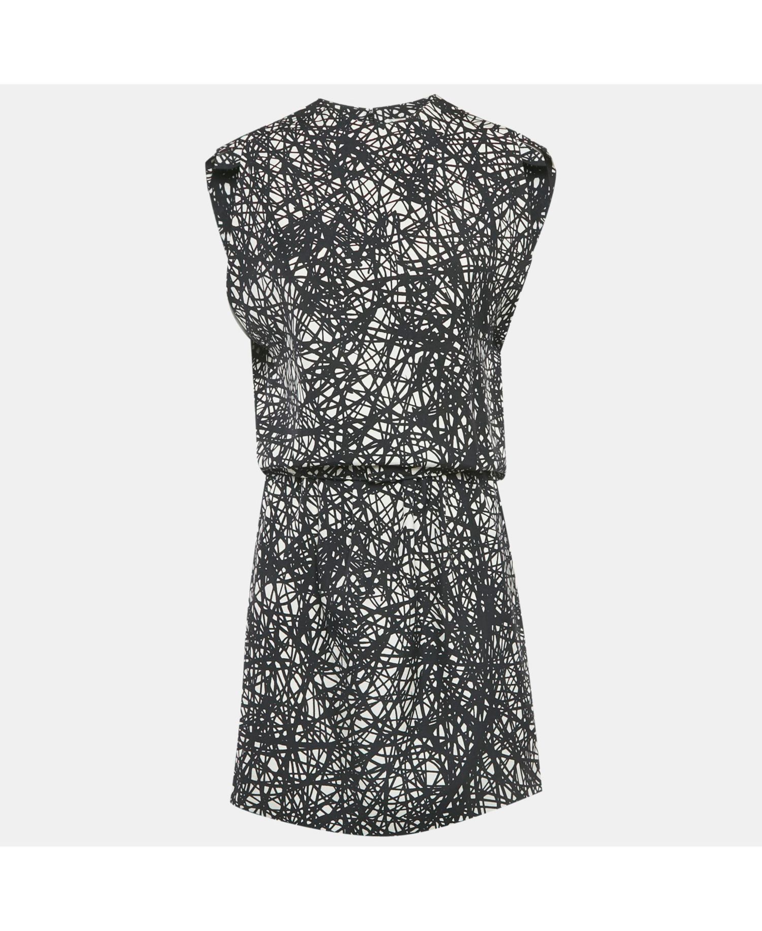 Women's Monochrome Scribbled Noise Print Silk Mini Dress