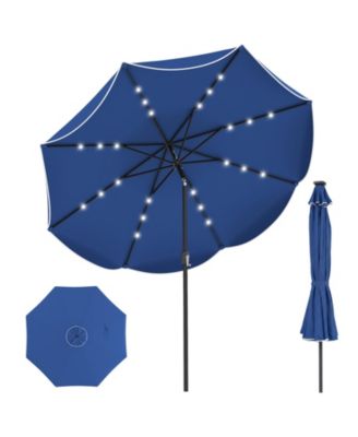 10 FT Scalloped Solar Patio Umbrella Market Table Umbrella w/ 24 LED Lights