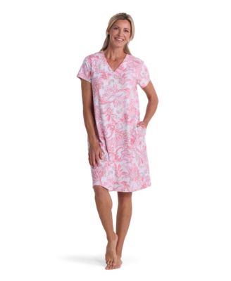 Women's Short-Sleeve Printed Short Grip Robe