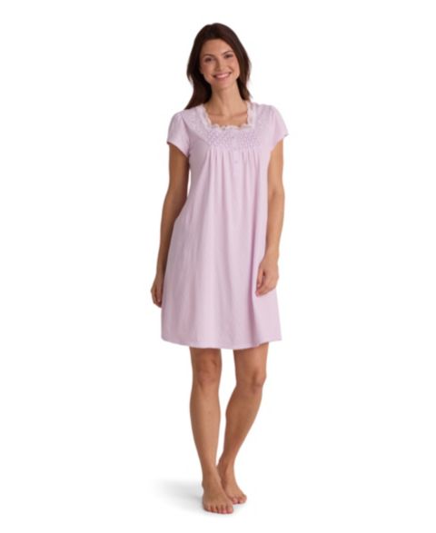 Женское платье Miss Elaine Short-Sleeve Square Neck Short Gown, цвет: Лавандовый
