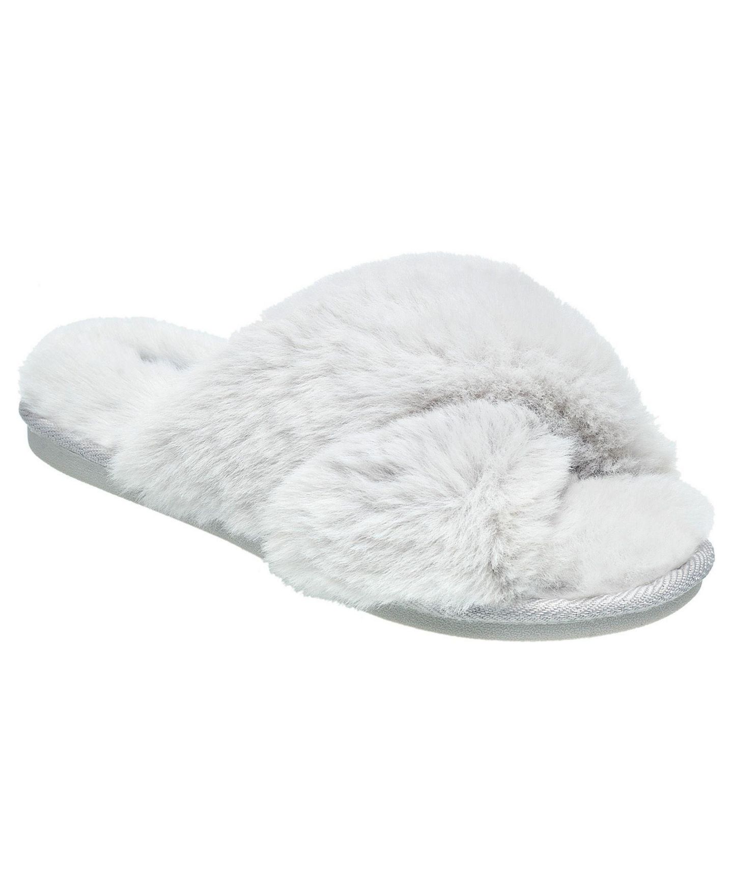 Женские тапочки Nine West X-Band Faux Fur Slipper - Seafoam Green L, цвет: Пепельный серый — фото 1