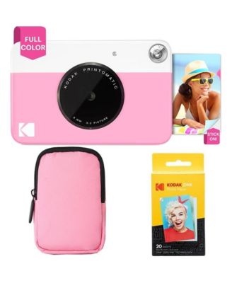 Printomatic Instant Print Camera Bundle with Pink Soft Case and 20-Pack Zink Photo Paper