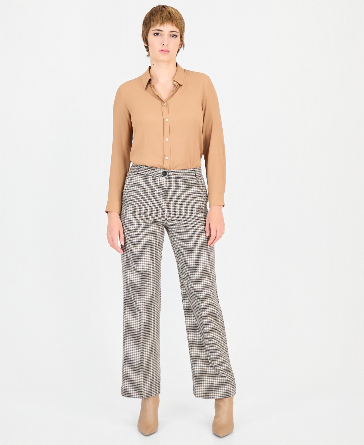 Emme Marella Women's Emmamato Houndstooth Straight-leg Viscose-blend Pants In Wool White