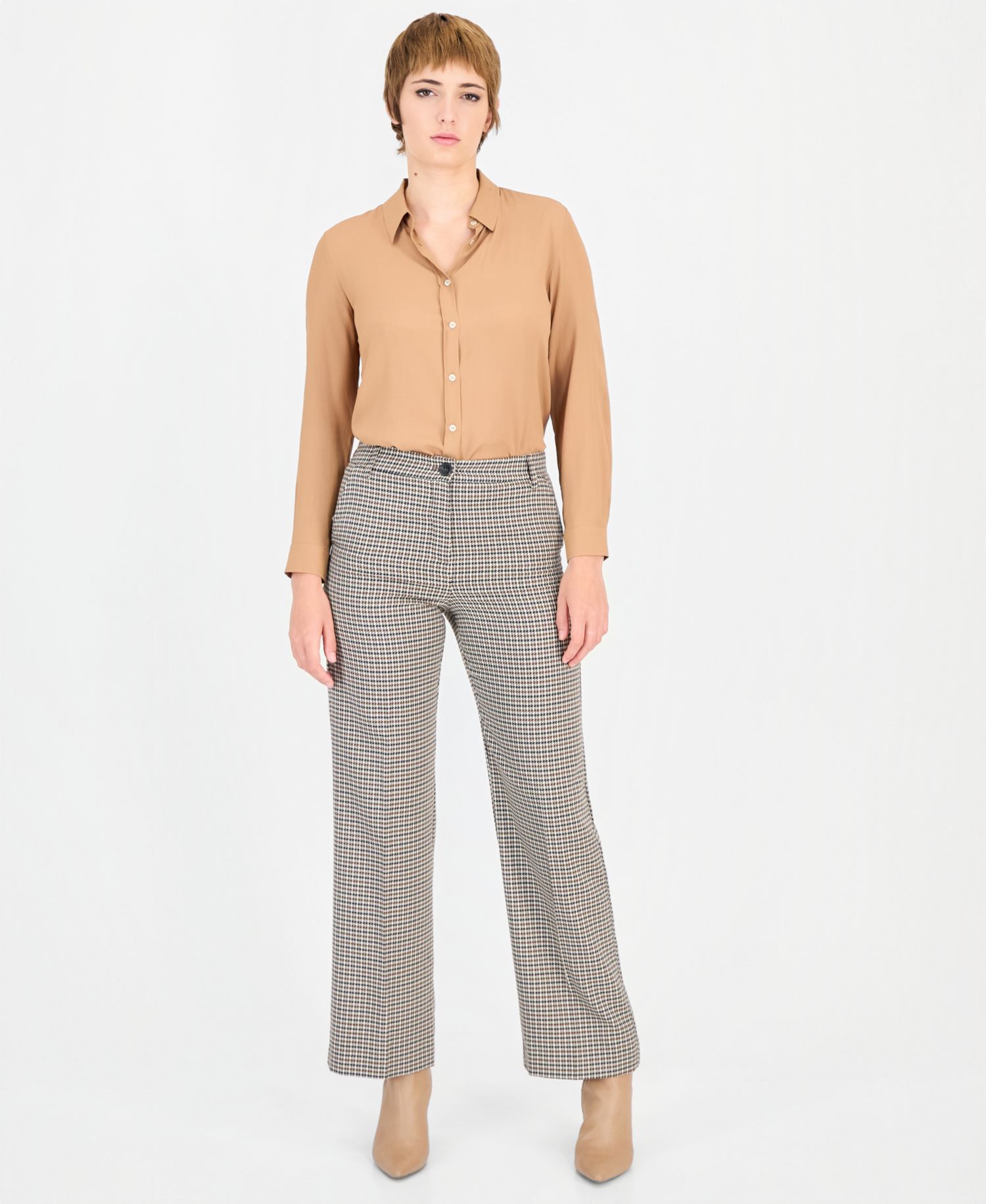 Women's Emmamato Houndstooth Straight-Leg Viscose-Blend Pants