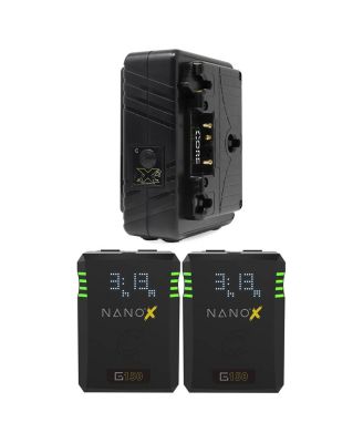 NANOX Micro 150 150Wh 14.8V Gold Mount SMART Battery, 2-Pack, Bundle with GPM-X2A Super Compact 3-Stud Gold-Mount Fast Charger