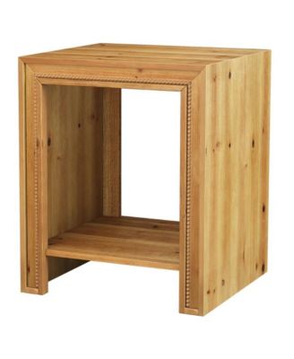Solid Wood Nightstand with Open Storage Shelves and Rustic Style