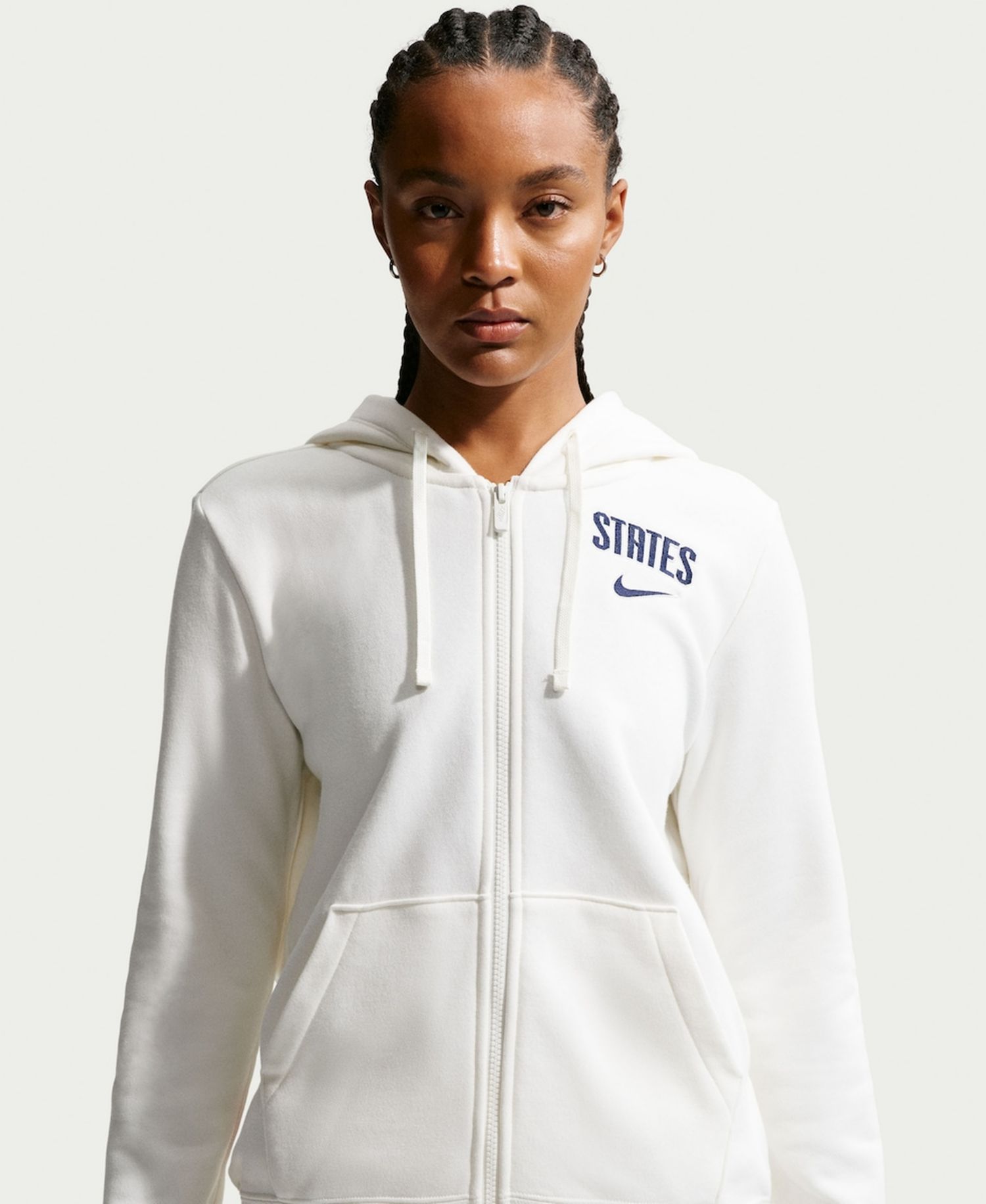 Women's White USMNT Club Fleece Full-Zip Hoodie