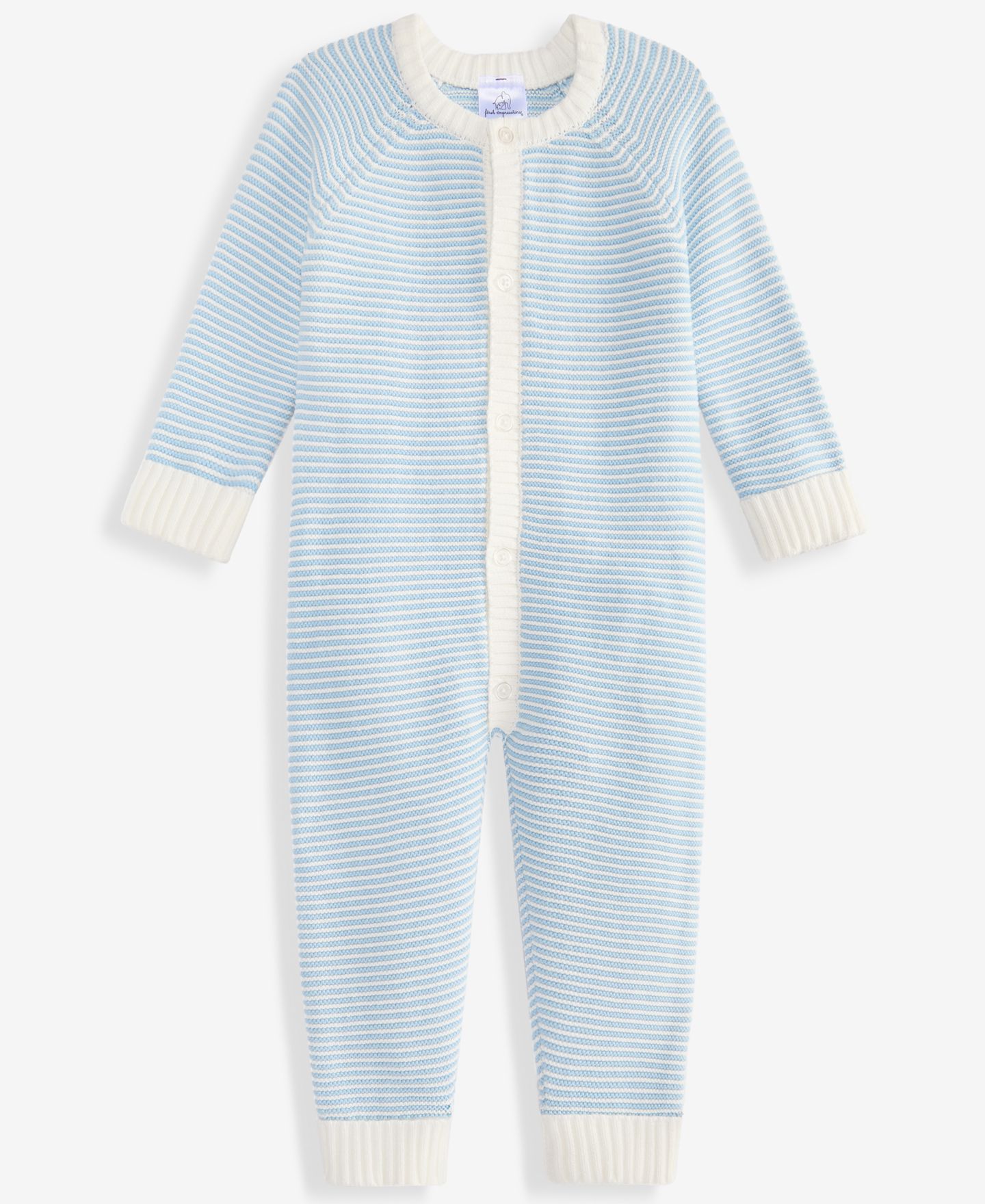 Детский хлопковый комбинезон First Impressions Everyday Baby Essentials в полоску, цвет: Синий — фото 1