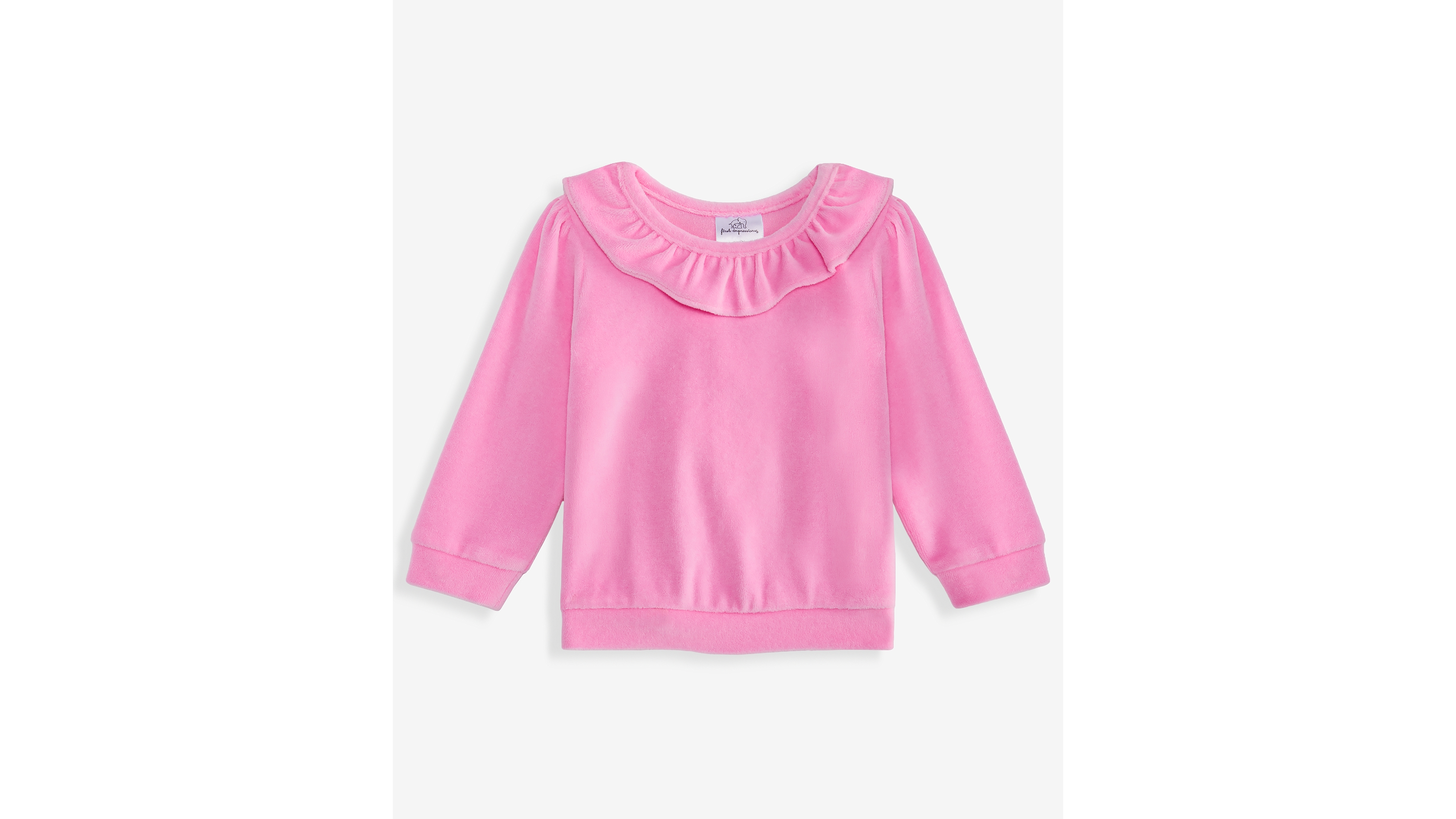First Impressions Baby Girls Long-Sleeve Ruffle-Neck Velour Top, Macy's Exclusive