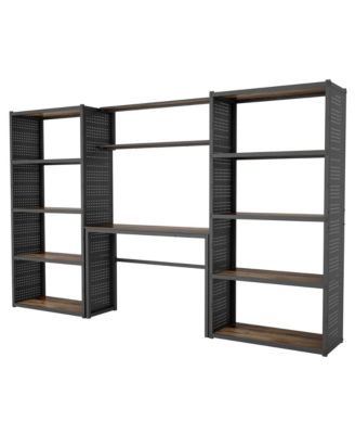 Heavy-Duty Garage Storage and Workstation System with Side Pegboards, Black (119.8 in. W x 71.1 in. H x 15.7 in. D