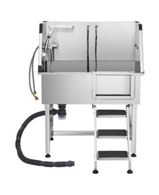 38 inch Stainless Steel Dog Washing Station Pet Grooming Tub Hot Cold Faucet