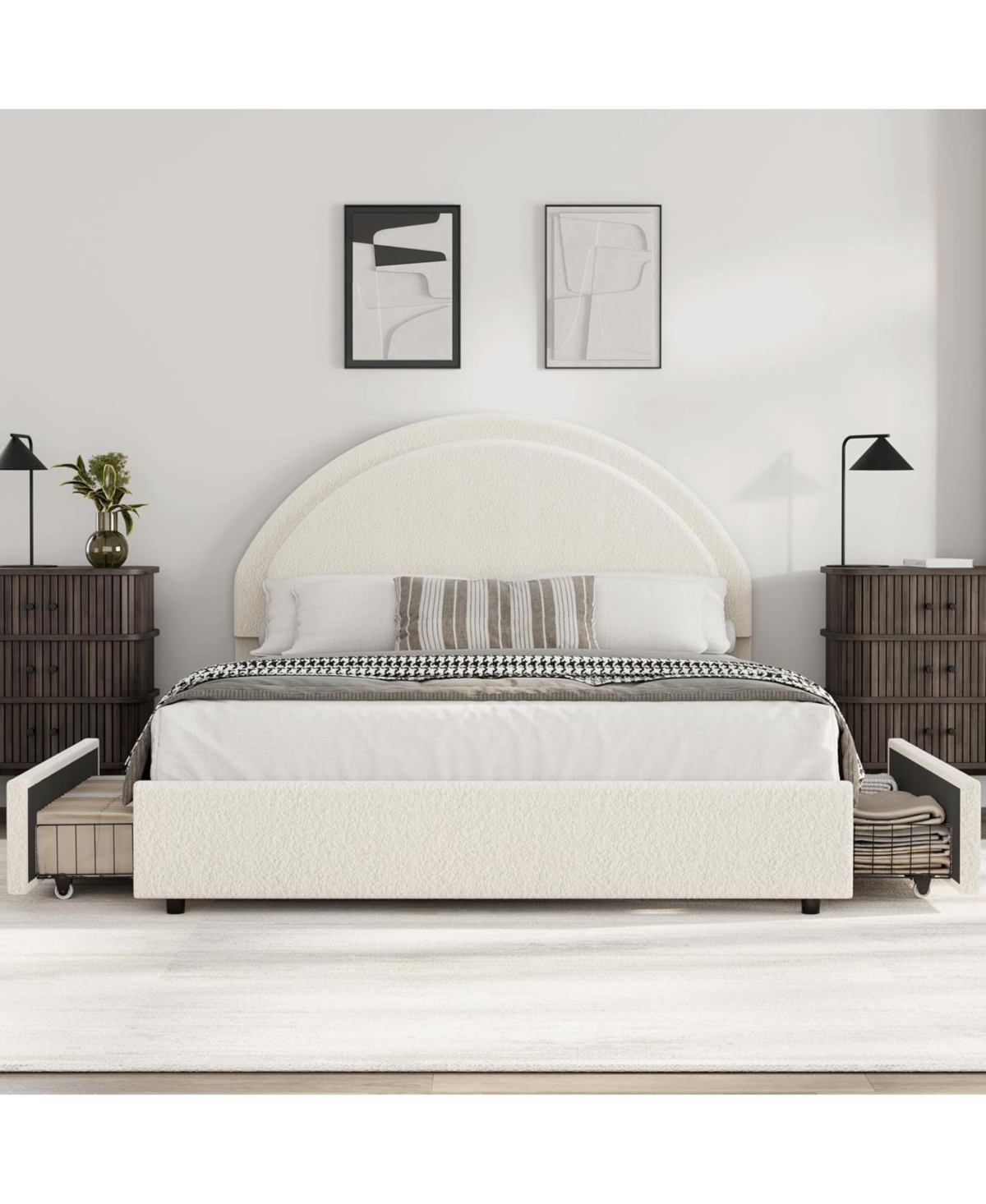 gaomon Boucle Bed Frame with Storage Drawers