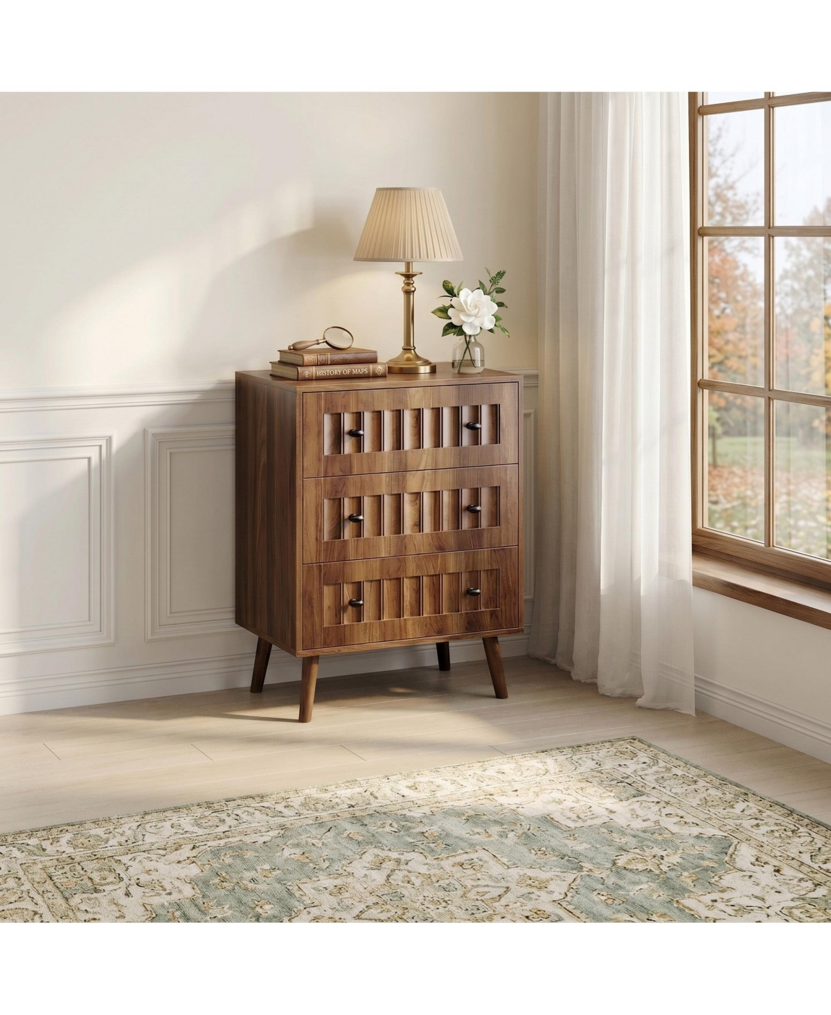 Sailvan 3 Drawer Dresser, Modern Wooden Storage Cabinet, Chest of Drawers for Living Room, Bedroom