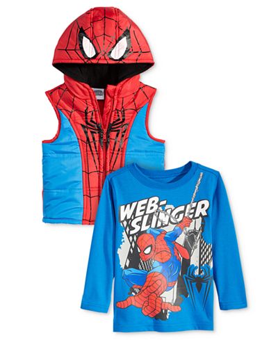 Nannette Little Boys' 2-Pc. Super-Man Vest & Long-Sleeve T-Shirt Set