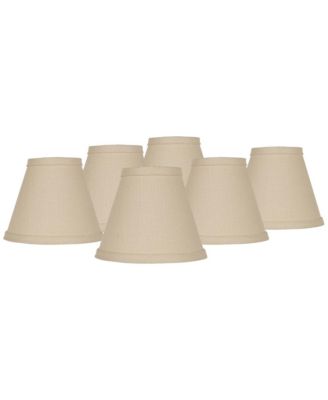 Set of 6 Empire Chandelier Lamp Shades Beige Linen Small 3" Top x 6" Bottom x 5" High Candelabra Clip-On Fitting