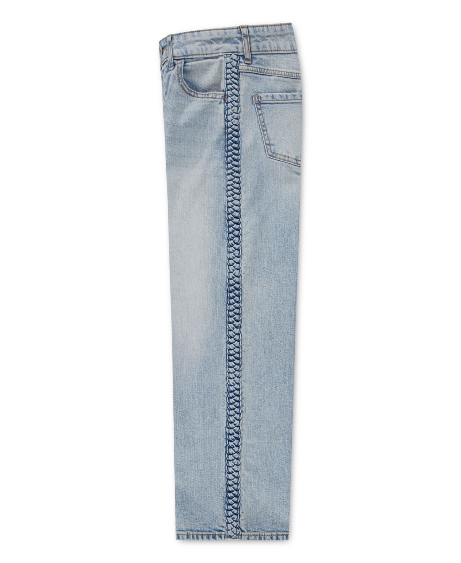 Girls' 5-16 Braided High-Rise Wide-Leg Jeans