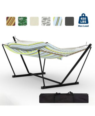 12Feet 2 Person Outdoor Hammock with Stand Heavy Duty 450lb Capacity, Weather-Resistan Portable with Carry Bag Perfect for Patio, Garden
