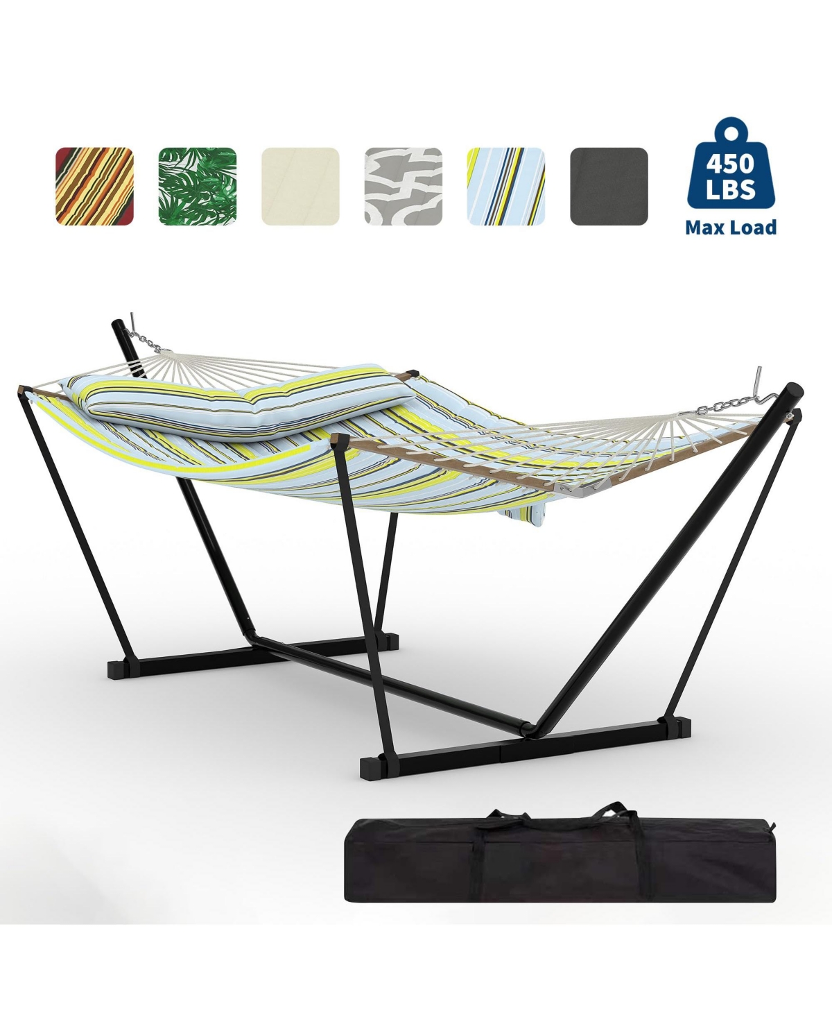 GarveeLife 12Feet 2 Person Outdoor Hammock with Stand Heavy Duty 450lb Capacity, Weather-Resistan Portable with Carry Bag Perfect for Patio, Garden -