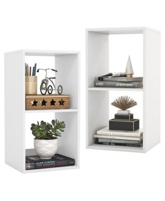 2 Cube Bookshelf Modern Vertical Bookcase with Back Guardrail and Anti Tipping Kits