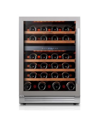 24 Inch 52 Bottle Wine Cooler Refrigerator, 40-65degree(s)F Dual Zone Wine Refrigerator,3 LED Built-in for Home/Bar (5.65 Cubic Feet)