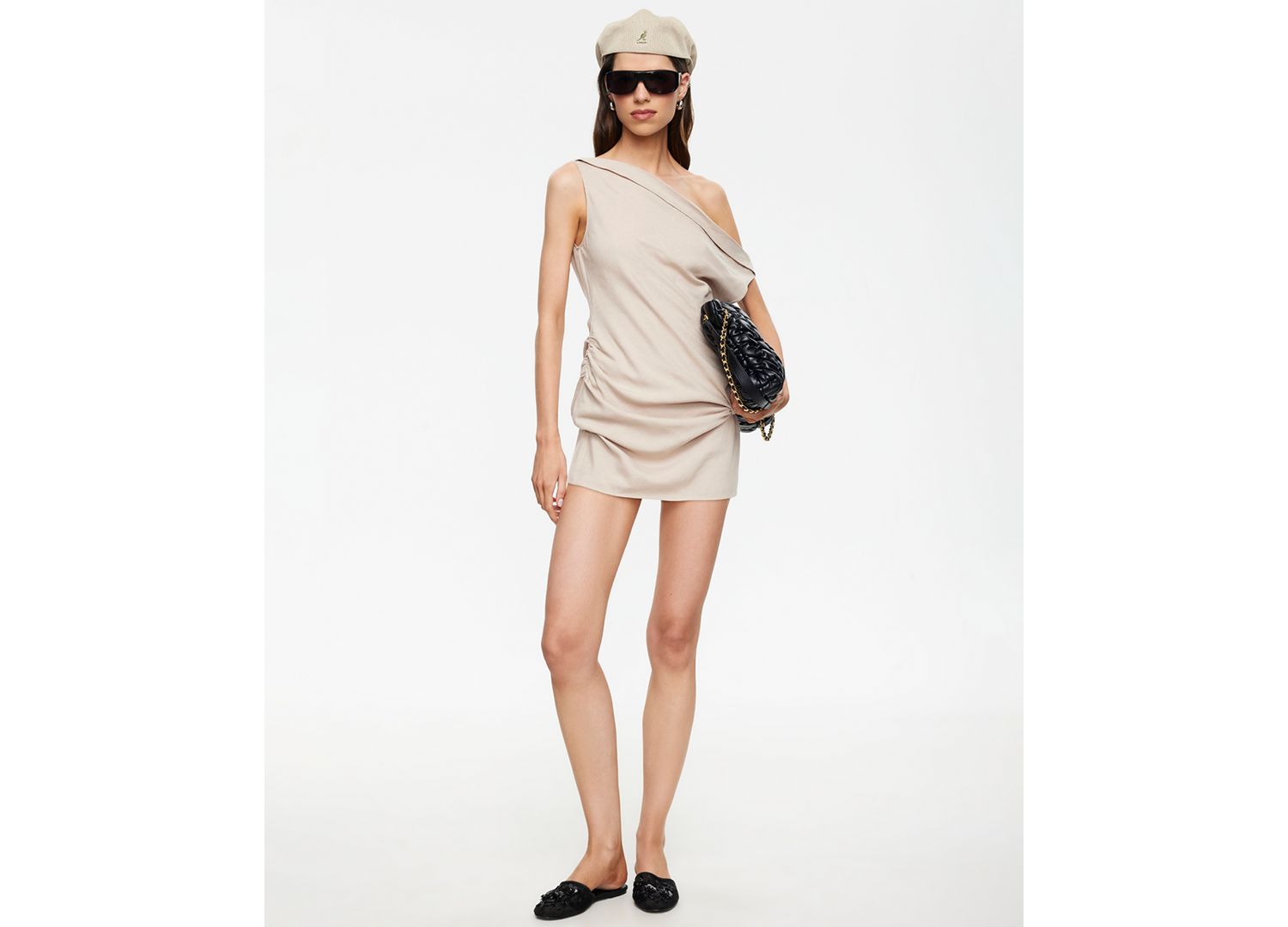 Women's Linen Asymmetric One-Shoulder Mini Dress