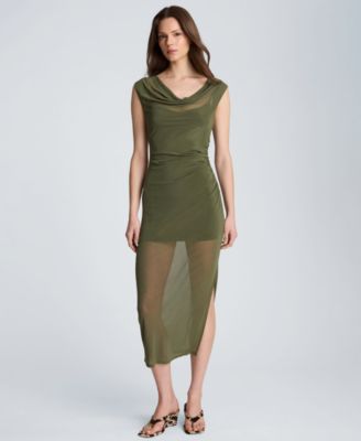 Women's Sleeveless Cowl Neck Midi Dress