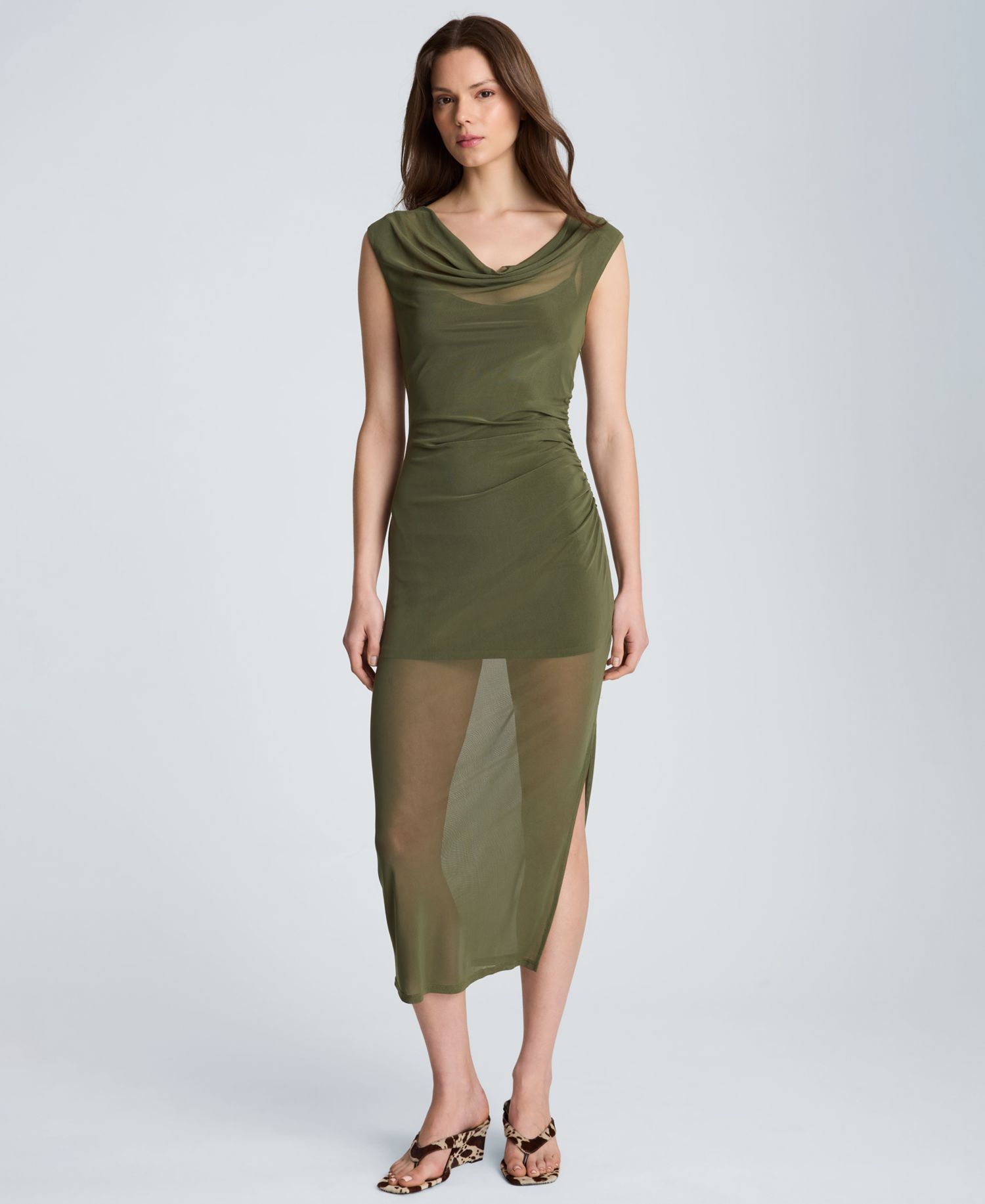 Women's Sleeveless Cowl Neck Midi Dress