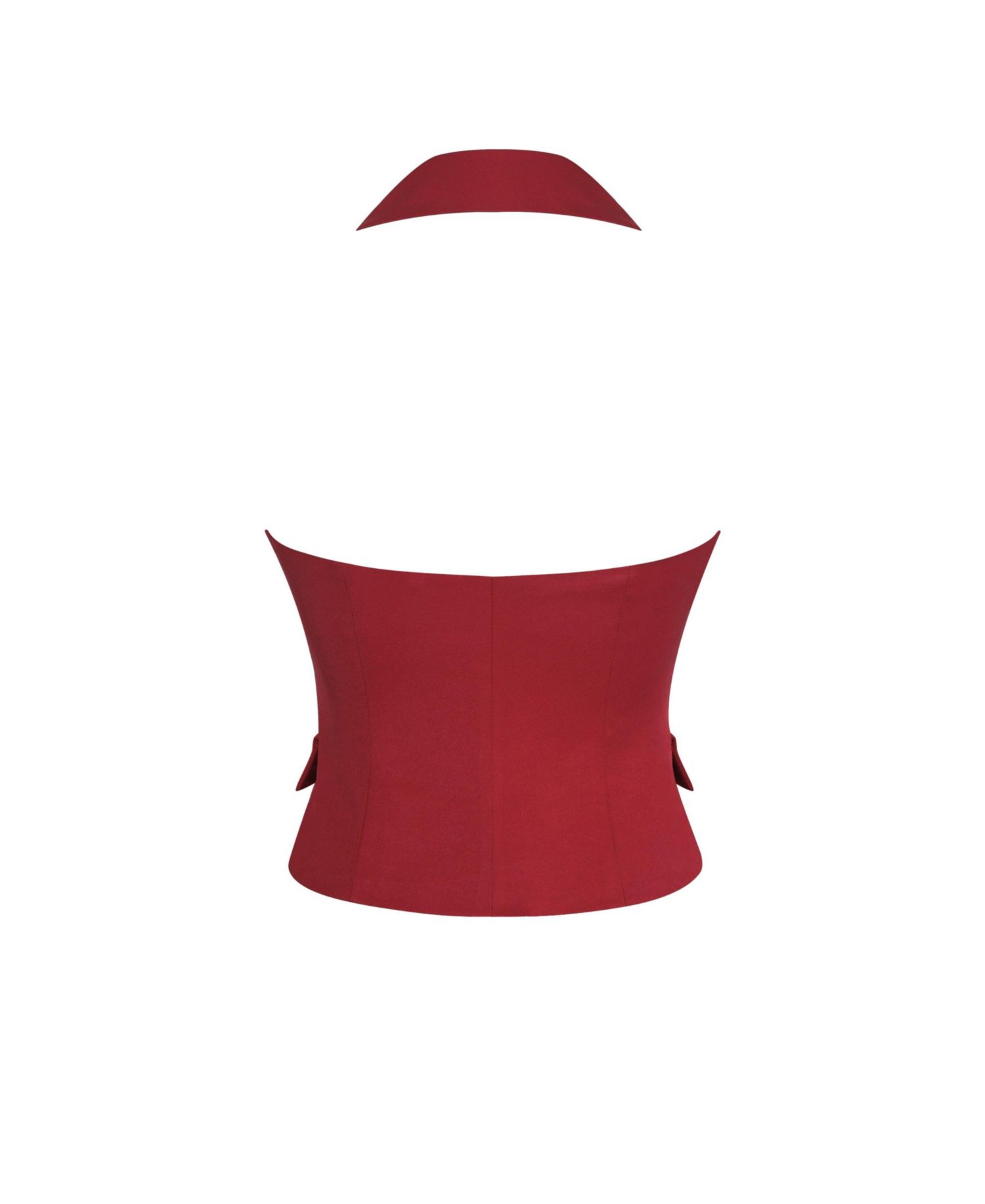 Women's Ursella Crimson Halter Single-Breasted Lapel Top