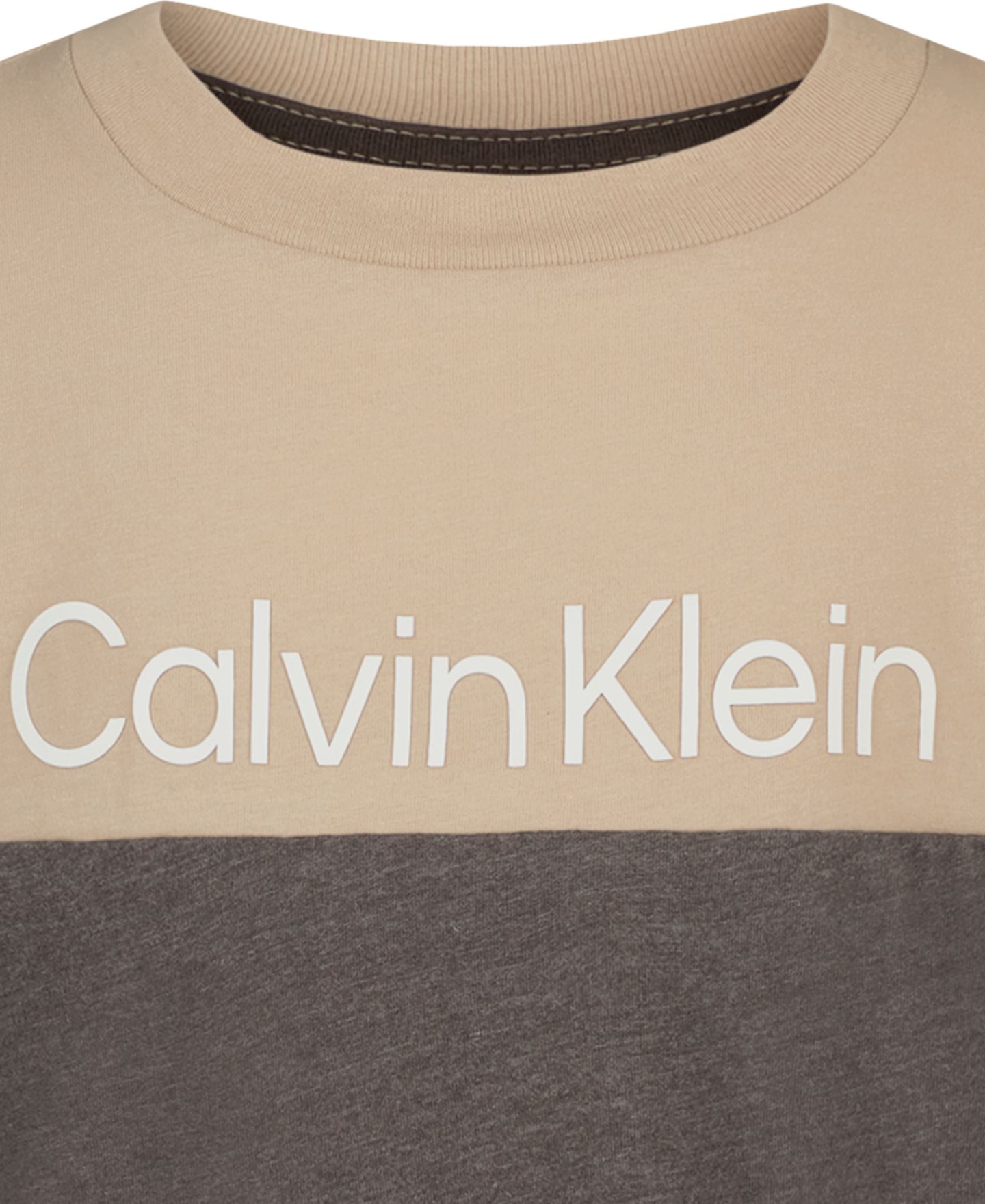 Футболка Calvin Klein Short-Sleeve для мальчиков, цвет: Угольный серый / Бежевый — фото 4
