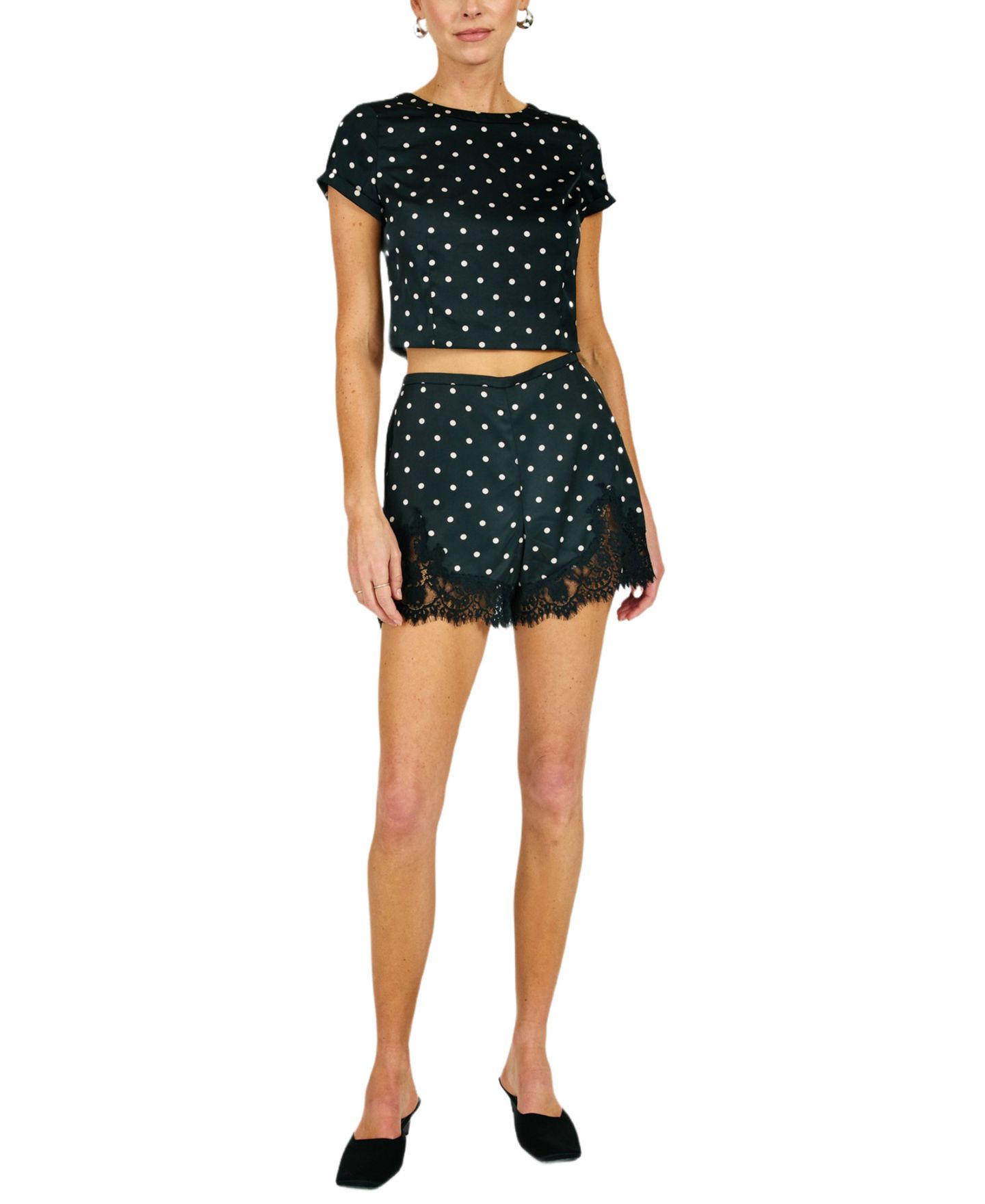 Женский топ Line & Dot Sophie Polka Dot Crewneck Short-Sleeve, цвет: Чёрный — фото 2
