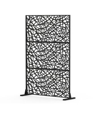 Metal Privacy Screen Freestanding Indoor Outdoor Decorative Room Divider with Mesh Design