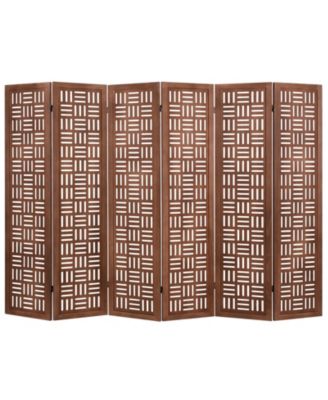 6-Panel Solid Wood Folding Room Divider Partition Stand for Indoor Use