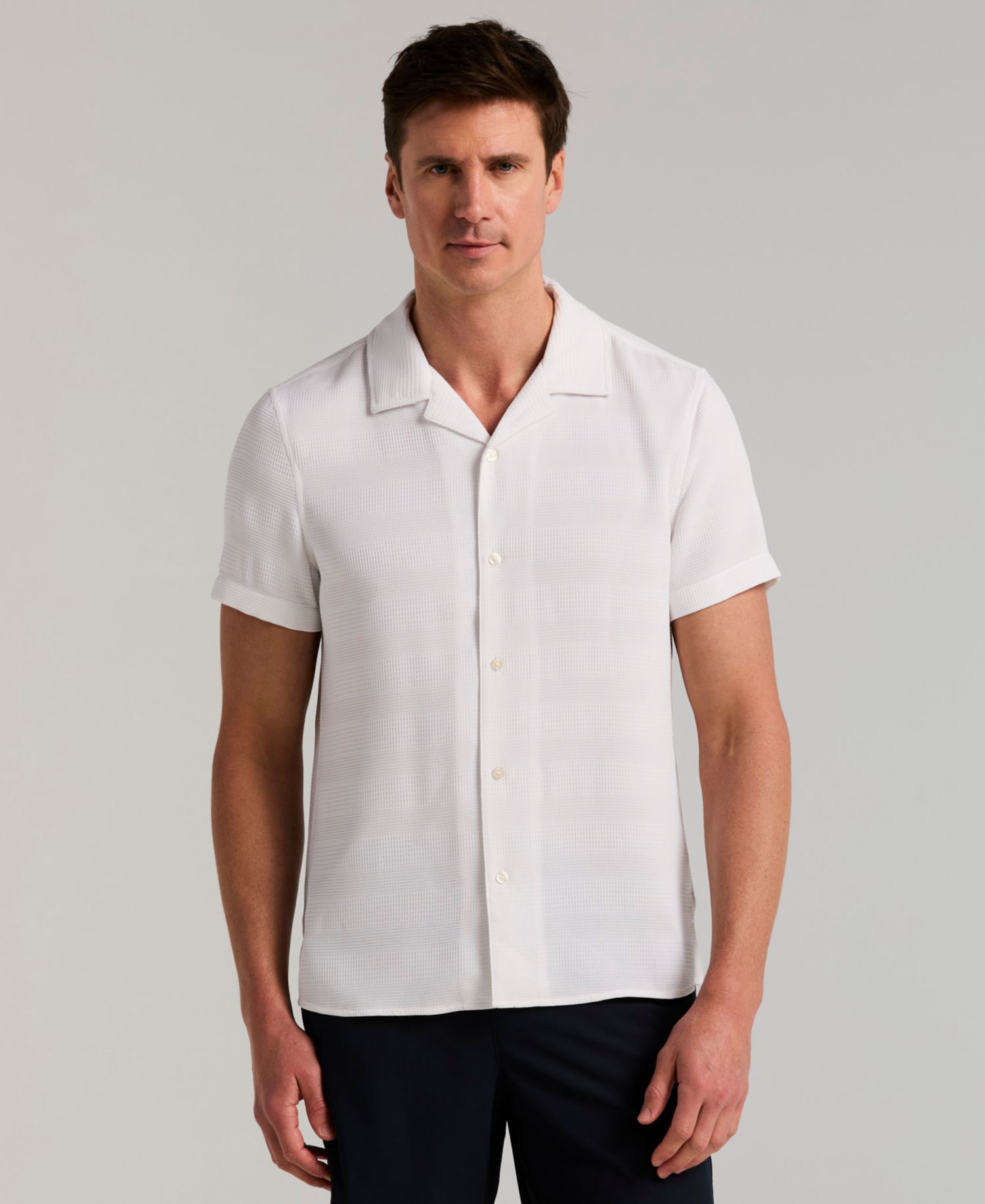 Men's Dobby Stripe Camp Collar Shirt