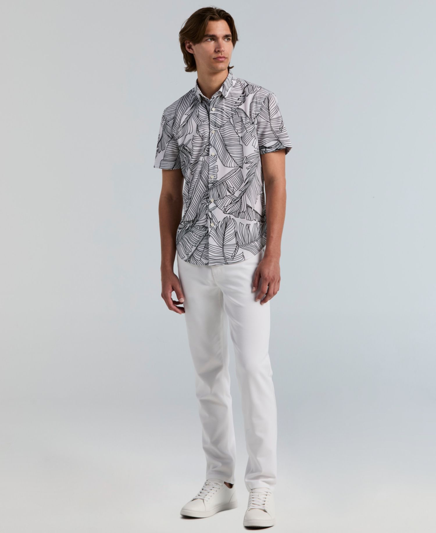 Men's Slim-Fit Botanical Print Shirt