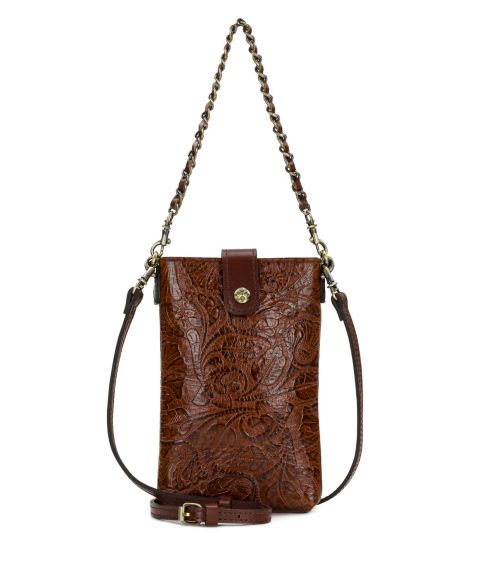Женская сумка Patricia Nash Leontine Mini Tooled Leather Crossbody, цвет: Коньячный