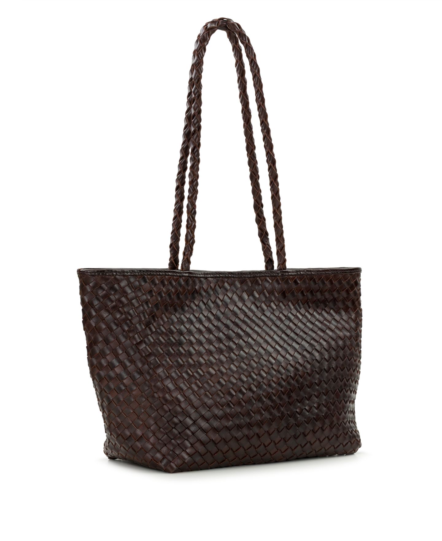 Женская сумка Patricia Nash Olivia Large Woven Leather Tote Handbag, цвет: Шоколадный — фото 2