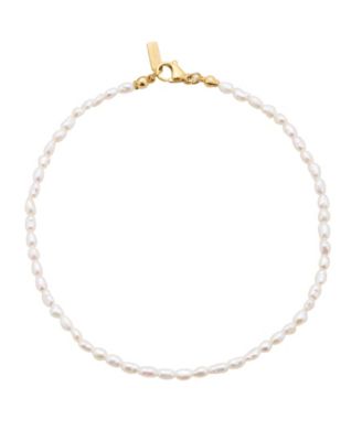 St. Moran Tarnish-Resistant Natural Seed Freshwater Imitation Pearl Michel Anklet - White