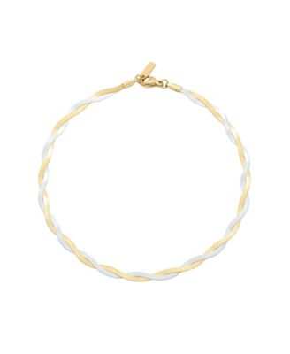 St Moran Tarnish-Resistant Mixed Metal Braided Heringbone Chain Amina Anklet - Gold 49$