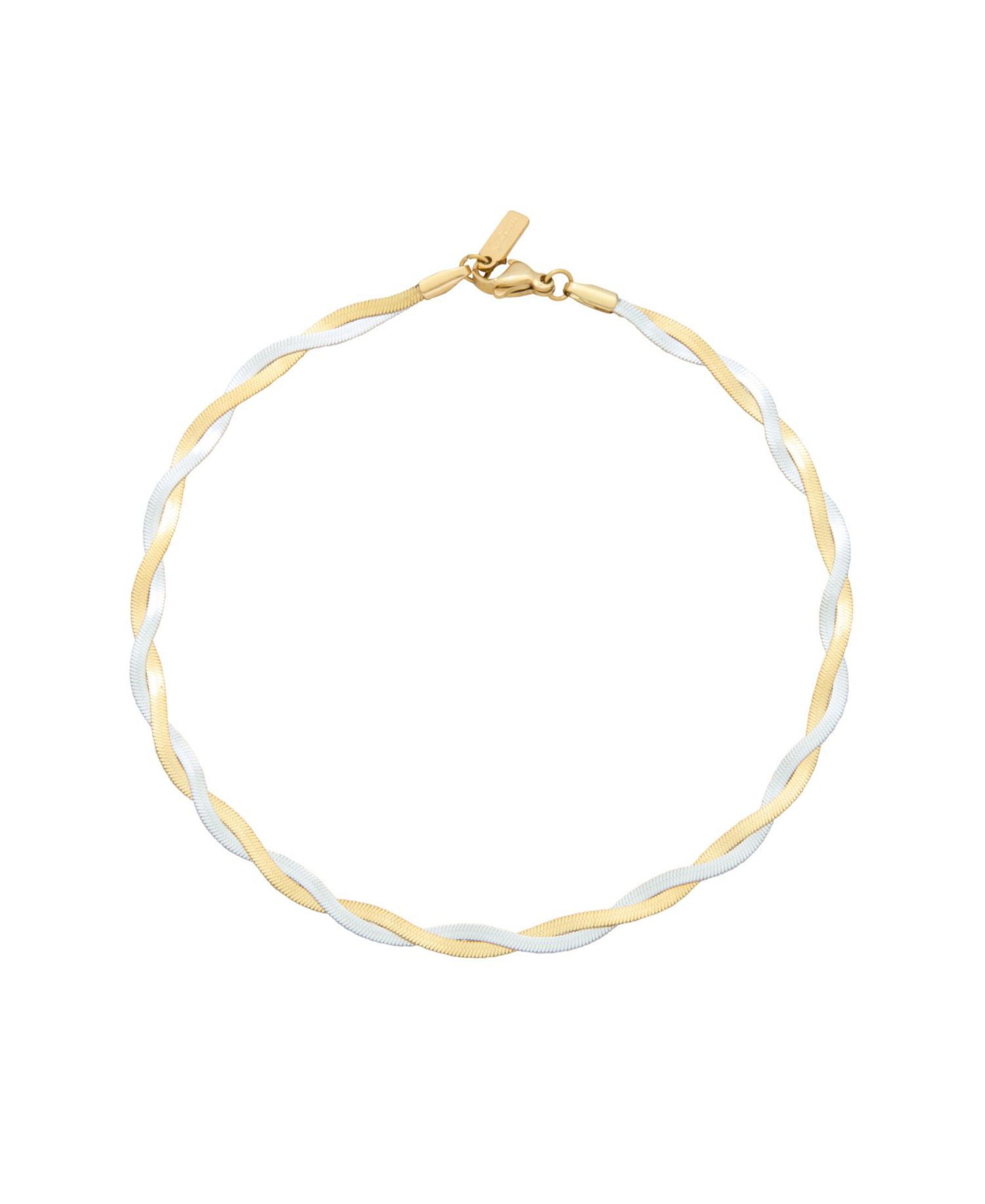 Tarnish-Resistant Mixed Metal Braided Herringbone Chain Amina Anklet