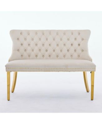 Velvet Tufted Wingback 2-Seat Dining Bench